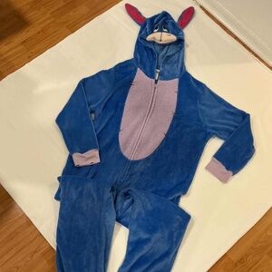 Disney Eeyore Hooded One Piece Sleepwear Pajamas Jump Suit Adult XL with Tail
